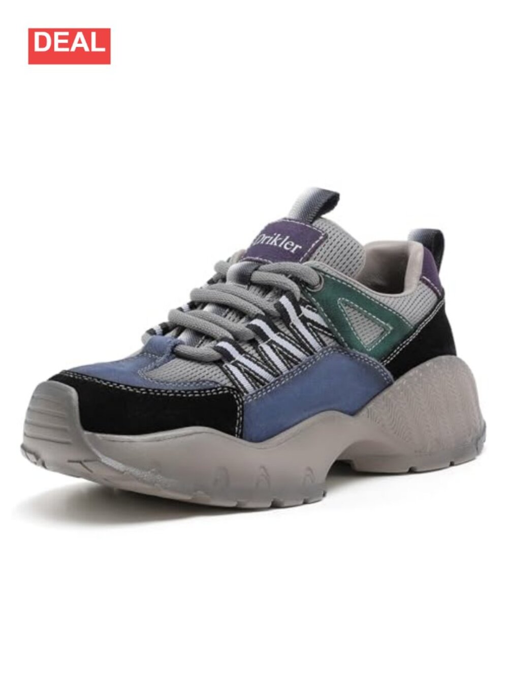 Platform Fashion Sneakers Chunky Low Top Lace-Up Leather Casual Shoes